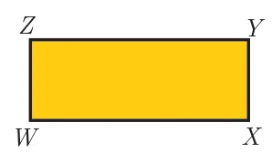 A rectangle with vertices labelled Z top-left, Y top-right, W bottom-left and X bottom-right.